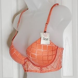 Spree Intimates NEW! orange embroidered mesh design push-up bra 🤍36B